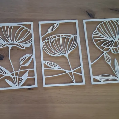 4 cadres fleurs blanc